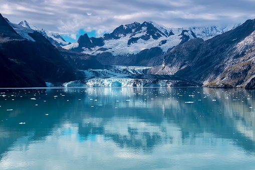 Majestic mountain range in Glacier Bay National Park, Alaska