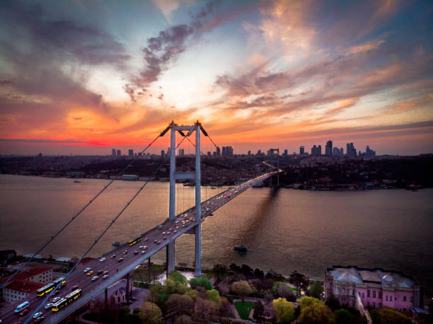 istambul bósforo - aerial view bosphorus bridge bosphorus bridge - fotografias e filmes do acervo