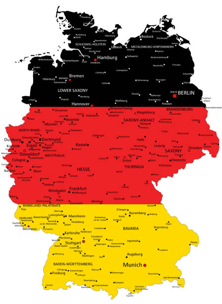 istock Germany highly detailed political map with national flag. 1147760475