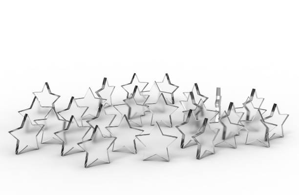 istock Group of glass stars isolated on white background.3D rendering. 1147761071