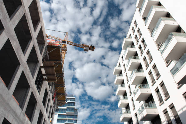 crane among modern buildings in Berlin