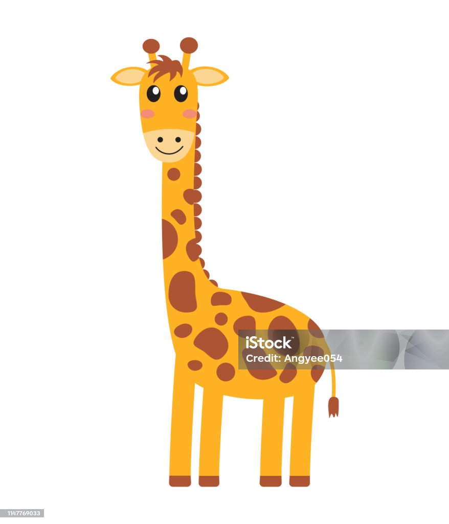 Vector Illustration Of Cute Giraffe Cartoon On White Background ...