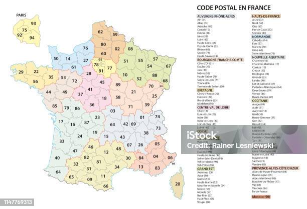 France 2 Digit Postcodes Postal Codes Vector Map Stock Illustration ...