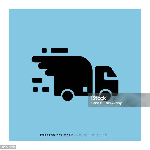 Express Delivery Monochrome Icon Stock Illustration - Download Image Now - Delivery Person, Logo, Blue