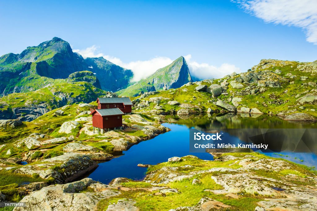 Dramatic mountain scenery of Lofoten Islands, Norway Spectacular mountain scenery of Lofoten Islands, Norway Norway Stock Photo