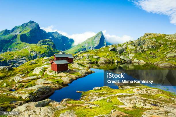 Dramatic Mountain Scenery Of Lofoten Islands Norway Stock Photo - Download Image Now