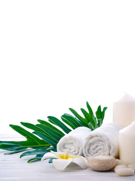 istock Frangipani Spa rock Flower white background 1147775451
