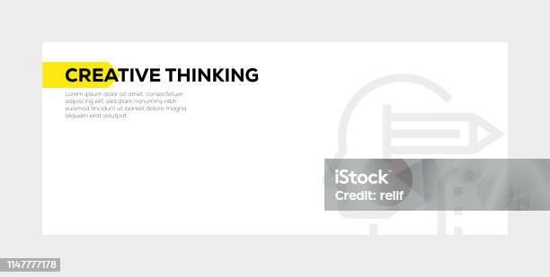 Creative Thinking Banner Concept Stock Illustration - Download Image Now - Abstract, Art, Brain