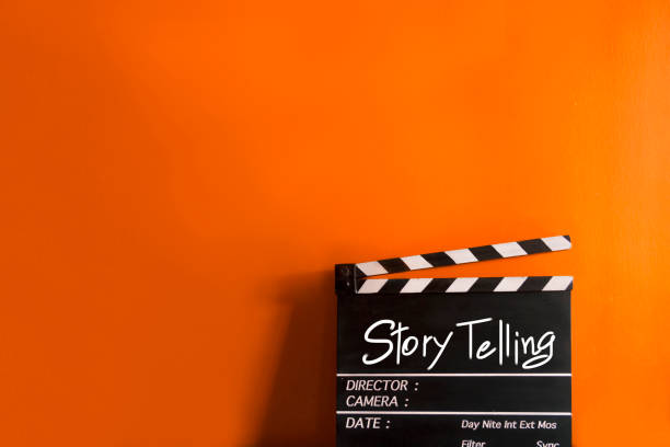Story telling text title on film slate for movies and digital marketing Important tools for creating movies And digital marketing storytelling stock pictures, royalty-free photos & images