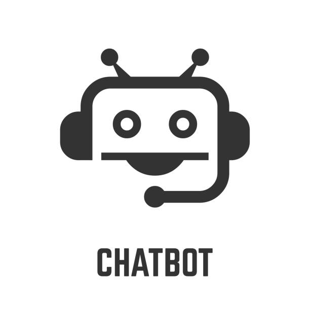 Chatbot icon with virtual support service bot or online artificial intelligence robot assistant technology symbol. Chatbot icon with virtual support service bot or online artificial intelligence robot assistant technology symbol. robot icons stock illustrations