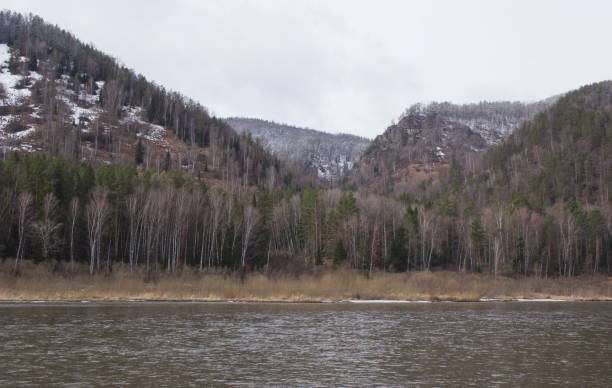 istock hilly coast of the Siberian river in early spring 1147779523