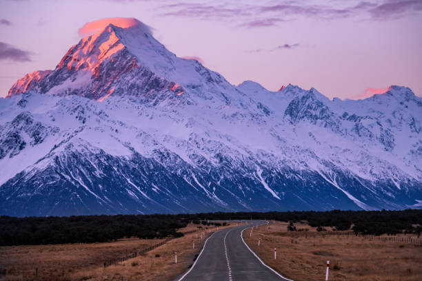 istock Sunset along the state highway 80 the road into Mount Cook 1147779782