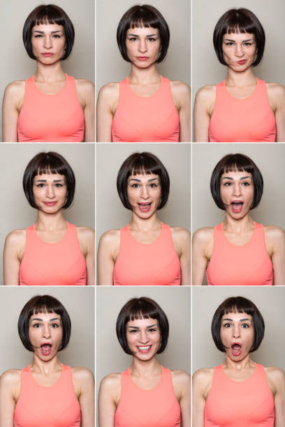 istock Young woman making nine different facial expressions 1147780082
