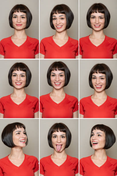 istock Young woman making nine different facial expressions 1147780655