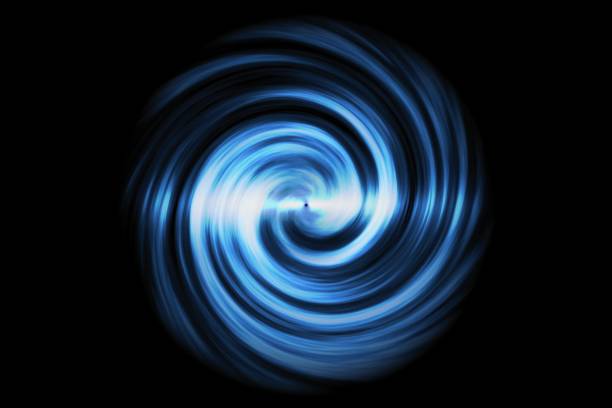 istock Glowing spiral tunnel with light blue cloud on black background 1147784178