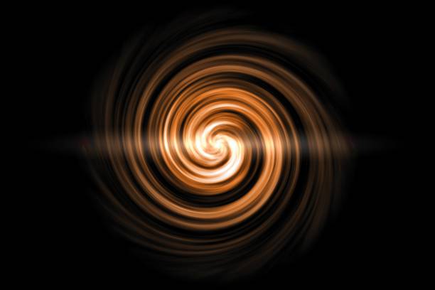 istock Glowing spiral tunnel with light orange cloud on black background 1147784181