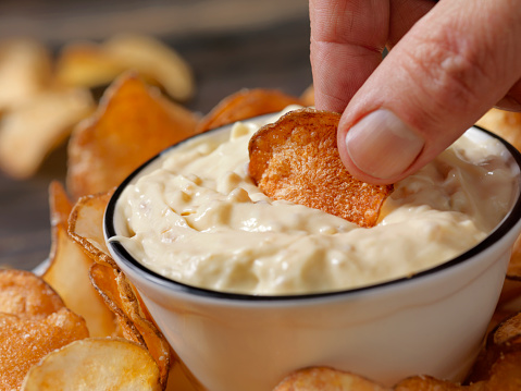 French Onion Dip with Hand Made Potato Chips