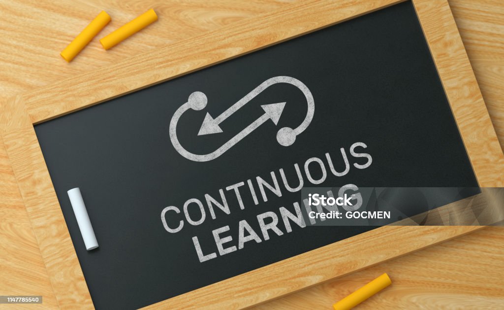 Continuous Learning on Blackboard Learning Stock Photo
