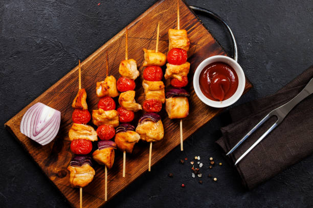 istock Chicken kebab or shashlik with vegetables 1147787146