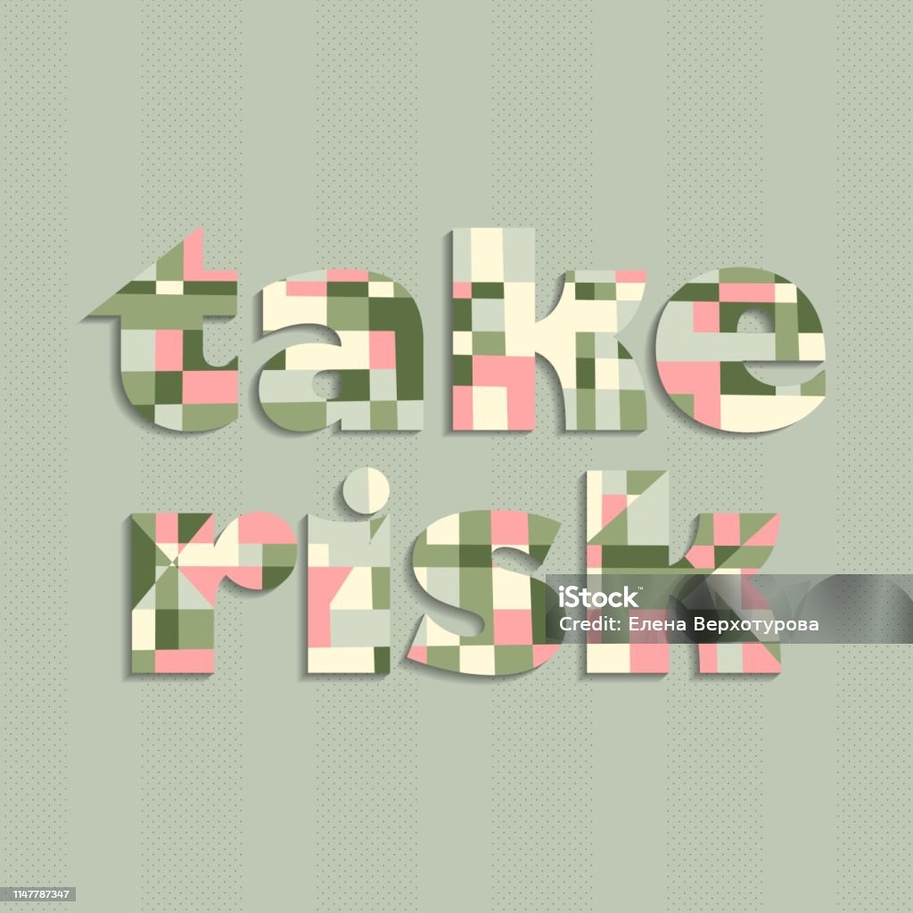 Typeography Risk Taking Take Risk Trendy Pop Art Card Colorful Vector Illustration Retro Style ...