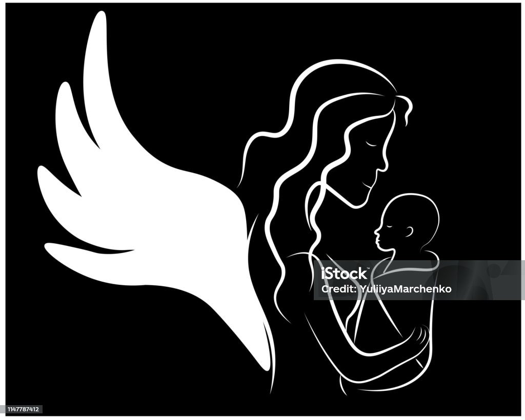 angel is holding a baby Angel stock vector