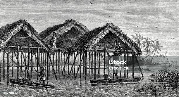 Lake Dwellings Of The Indians In The Lake Of Maracaibo Stock Illustration - Download Image Now