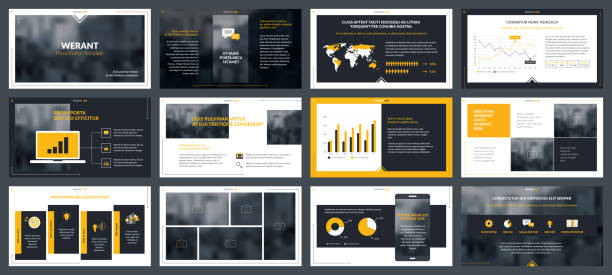 Elements of infographics for presentations templates Elements of infographics for presentations templates. Annual report, leaflet, book cover design. Brochure layout, flyer template design. Corporate report, advertising template in vector Illustration. powerpoint template stock illustrations