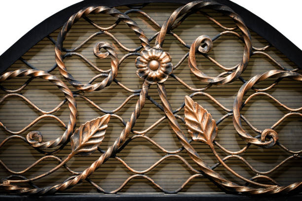istock wrought-iron gates, ornamental forging, forged elements close-up 1147789952