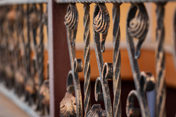 wrought-iron gates, ornamental forging, forged elements close-up.