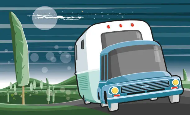 Vector illustration of Caravan at night