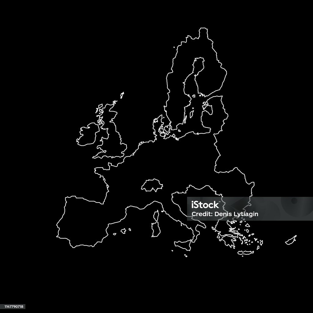 Abstract Eu Map Map Of Europe Isolated Vector Image Stock Illustration - Download Image ...