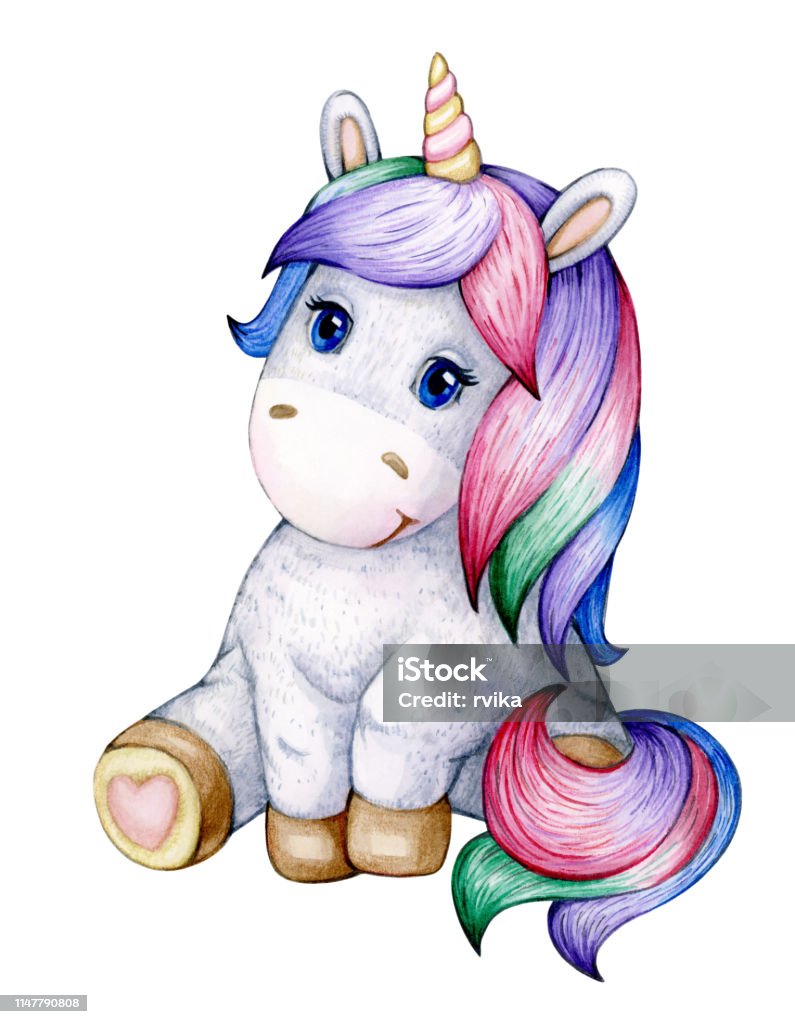 Cute Sitting Baby Unicorn Cartoon Stock Illustration - Download Image Now -  Animal, Baby Shower, Beauty - iStock