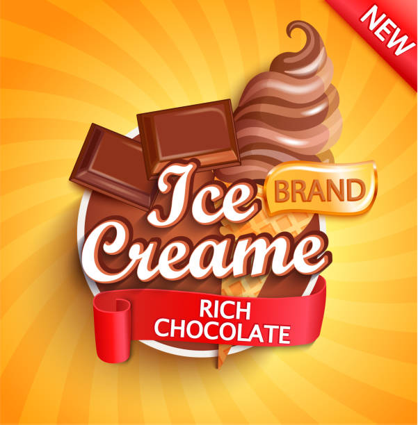 ilustrações, clipart, desenhos animados e ícones de etiqueta ou emblema do gelado do chocolate. - soft serve ice cream