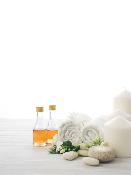 istock Spa concept with jasmine flowers on a white wooden background 1147796715