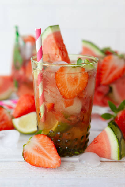 istock Delicious lemonade with strawberries 1147801279