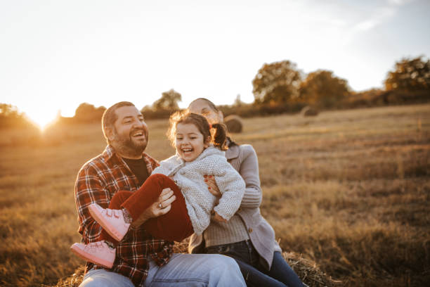 istock Happy family in countryside 1147802888