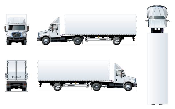 illustrations, cliparts, dessins animés et icônes de maquette semi-remorque de vecteur d’isolement sur le blanc - truck white semi truck isolated