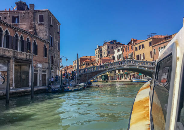 Aboard a water taxi on the Grand Canal in Venice Italy