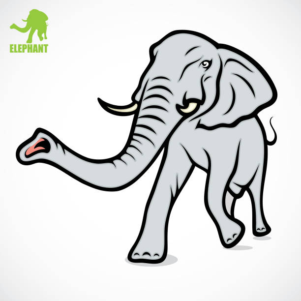 illustrations, cliparts, dessins animés et icônes de éléphant africain-illustration vectorielle - trumpeting