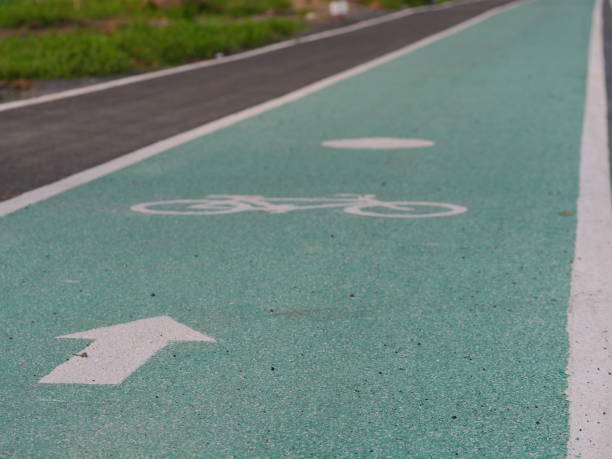 istock Bicycle lane in the road 1147810039