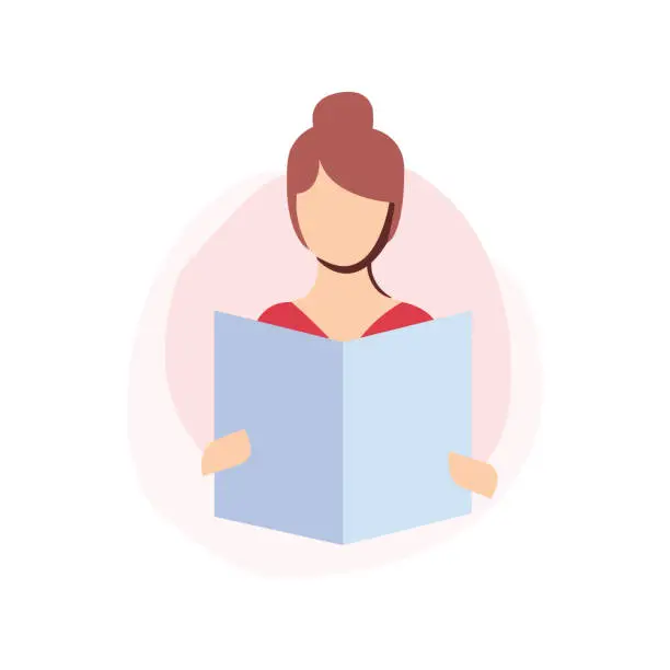 Vector illustration of Woman reading a book