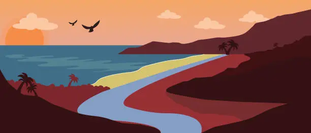 Vector illustration of River landscape