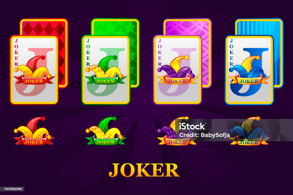 Set of four Jokers playing cards suits for poker and casino. Colored Joker Poker symbols for casino and GUI graphic. Set of four Jokers playing cards suits for poker and casino. Colored Joker Poker symbols for casino and GUI graphic. Icons on separate layers. Australia stock vector