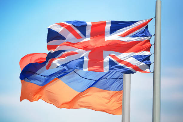 istock Flags of UK and Armenia 1147818585