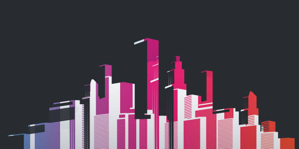 Artistic Cityscape, Skyscrapers, Vector Design