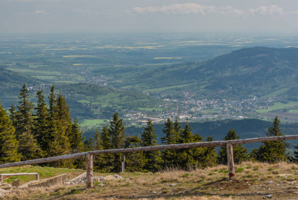 istock View from Serak hill for Jesenik spa town in cloudy morning 1147821206
