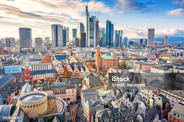 Skyline Of Downtown Frankfurt Am Main Germany Stock Photo - Download Image Now - Frankfurt - Main, Germany, Urban Skyline