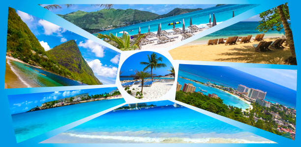 istock Collage from views of the Caribbean beaches 1147825845
