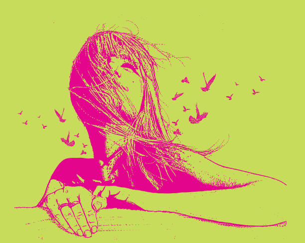 istock Multiple exposure vector of a beautiful young woman and birds 1147826675