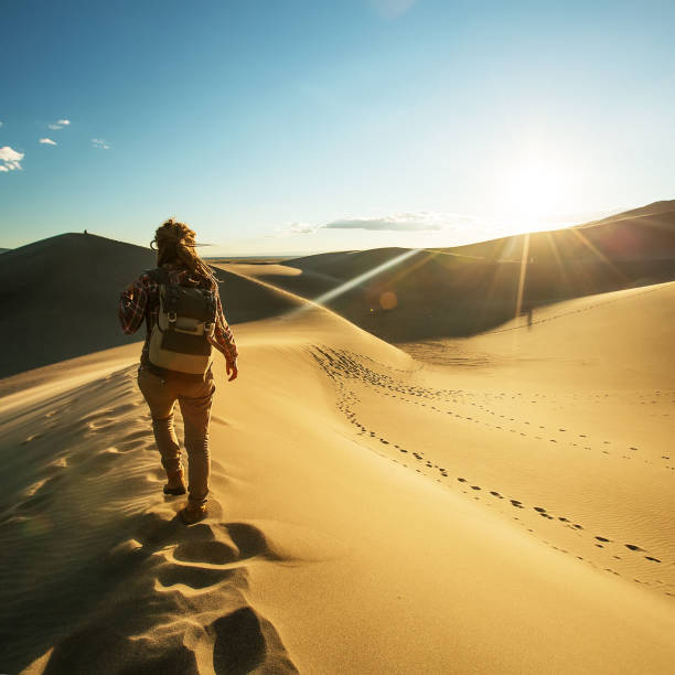 istock A tourist traveled through the desert 1147828761